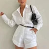 New High Quality Casual 2 Piece Set Women Puff Sleeve Top and Elastic Waist Slim Shorts Set Jogging Set