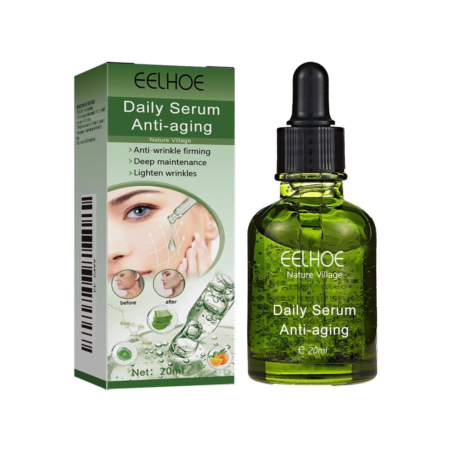 EELHOE Deep Anti-Wrinkle Serum for Home Use Facial Firming and Skin Improvement Reduces Fine Lines Shrinks Pores for Dry Skin