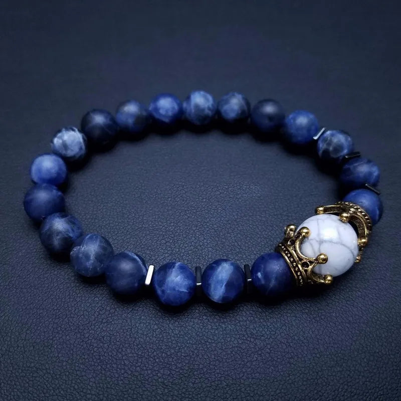 Charm Bracelet for Men Fashion Luxury Antique crown High quality Tiger eye stone bead Bracelets Jewelry Male Pulseira bileklik
