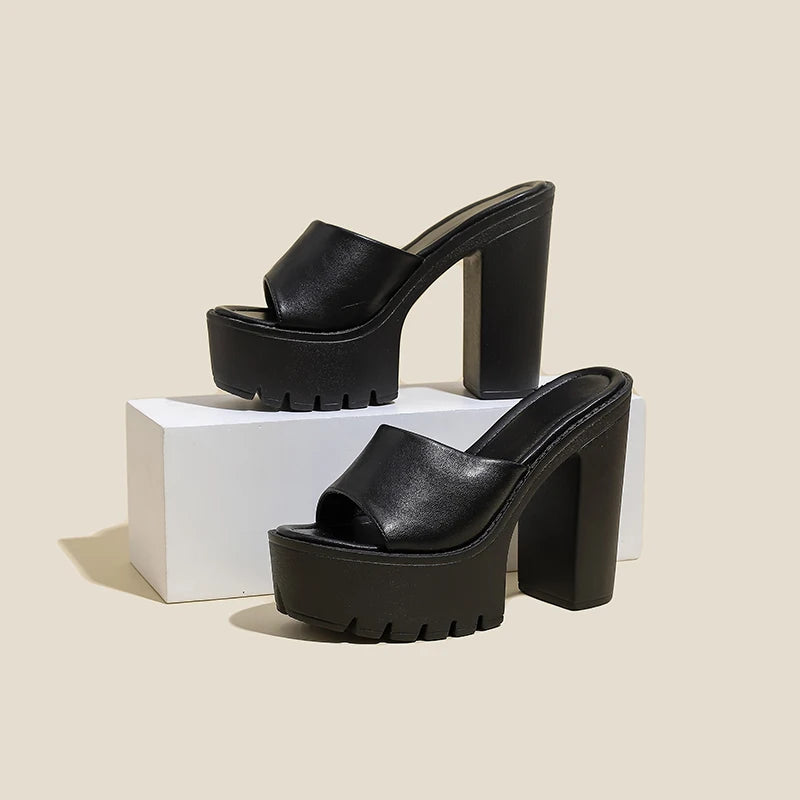 New Chaussures Femme Platform Shoes Luxury Fashion Thick High Heels Summer Mules Party Designer Sexy Slippers for Women