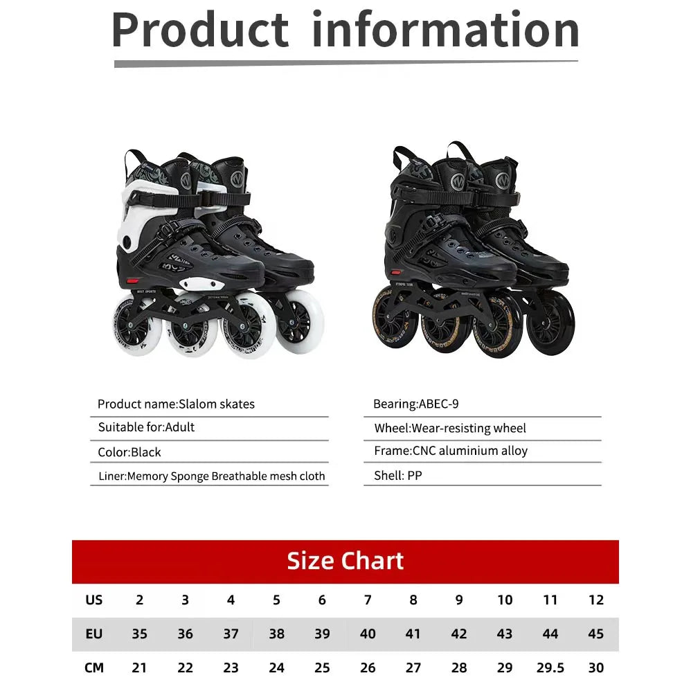Professional Level Adult Three-Wheeled Speed Slalom Roller Skate Shoes for Men and Women New Adult Speed Skates