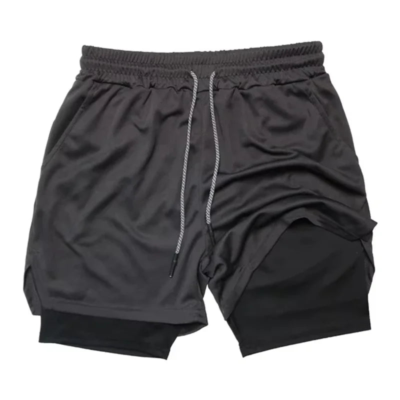 Men's 2-in-1 Camo Quick Dry Yoga and Running Shorts Compression Inner Layer Gym Fitness Jogging Pants