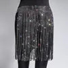 New Black Crystal Tassel Skirt Party Bling Rhinestone Mini Shirt Party Women Skirts