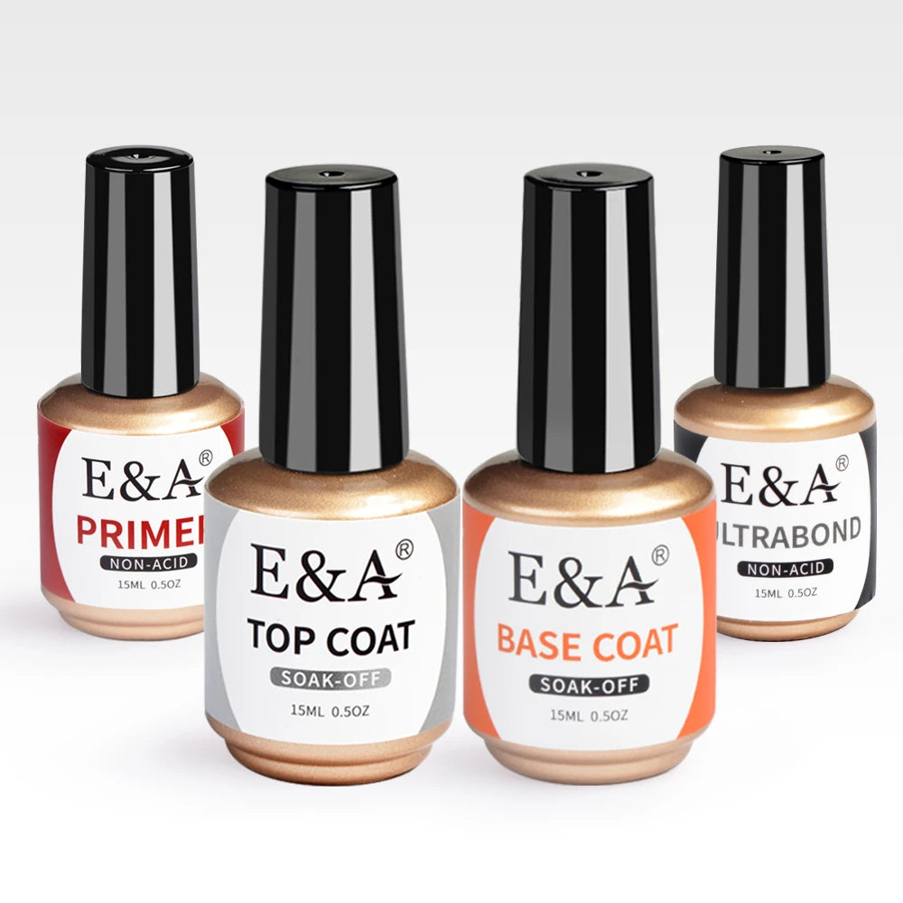 Nail Gel Top Coat Base Coat Primer Ultra bond 4pcs Set Dehydrator UV Led Diamond Long Lasting Bond Aid Gel Nail Polish Varnishes