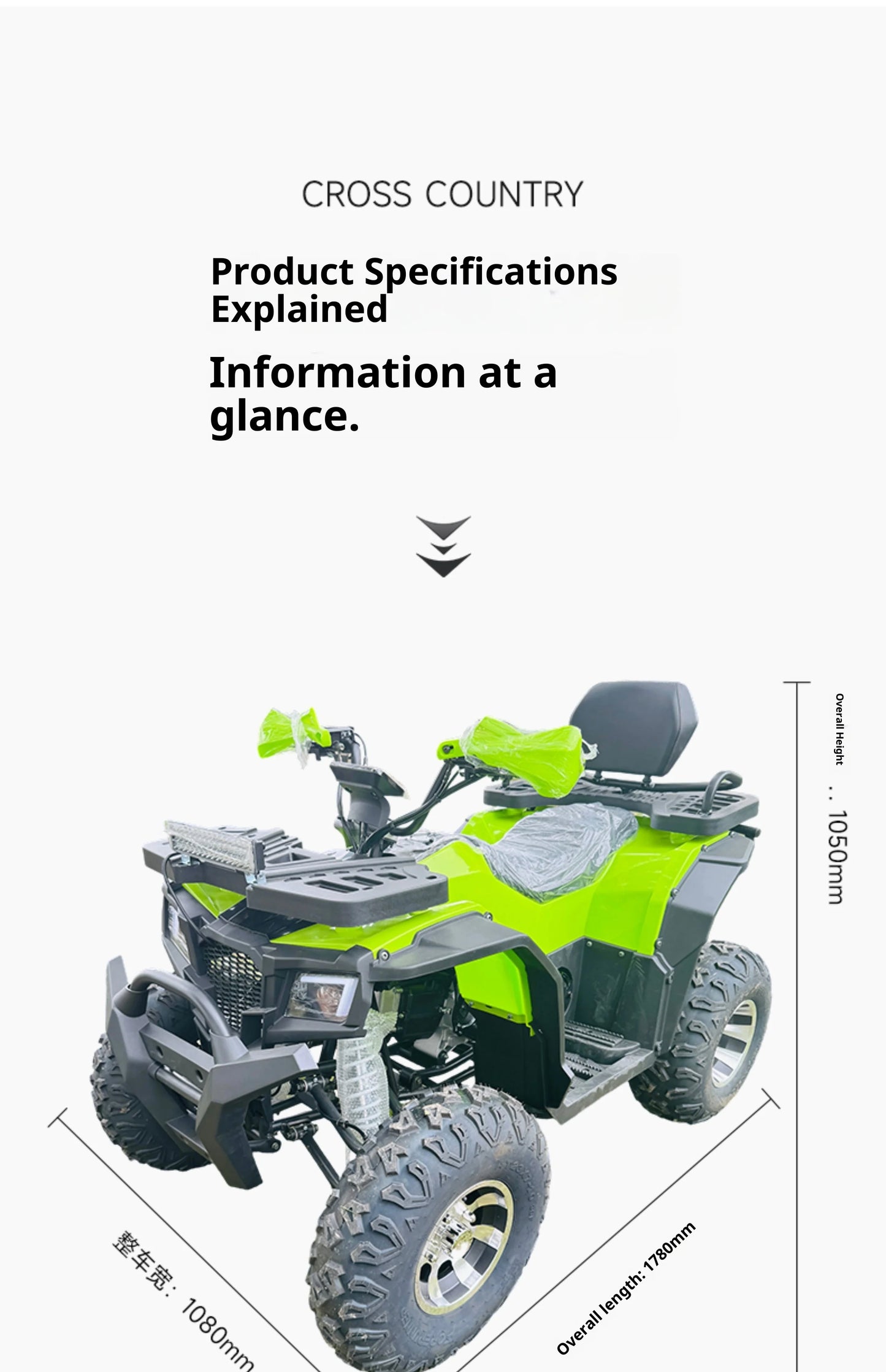 Automatic ATV Big for 200cc Four-wheel Off-road Mountain Bike All-terrain Chain Drive Equipped 4-Stroke Gas/Diesel Scenic Spot