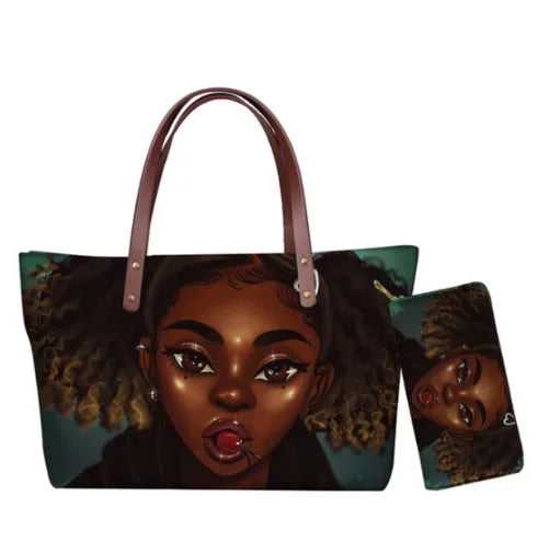 Top Seller Cheap Price Customize Design 2 Pcs Set African Print Women Shoulder Bag Handbag Fancy Beach Handbags for Women Luxury