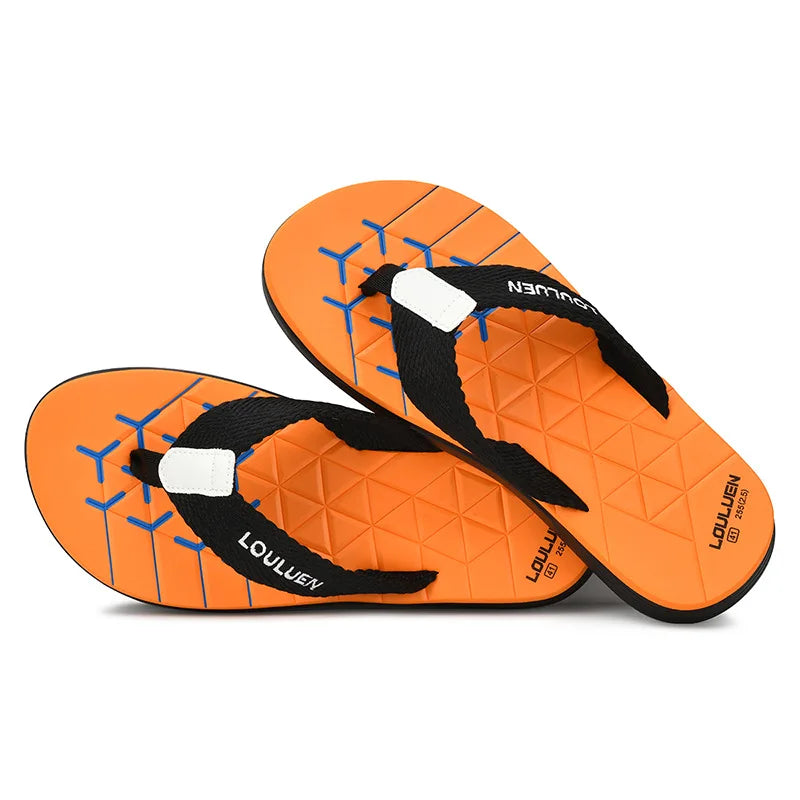 Sandals Men Beach slippers Shoes Outdoor Non-slip Slippers Striped Color Matching Beach Leisure Flip-flops Mens Slides Slipper
