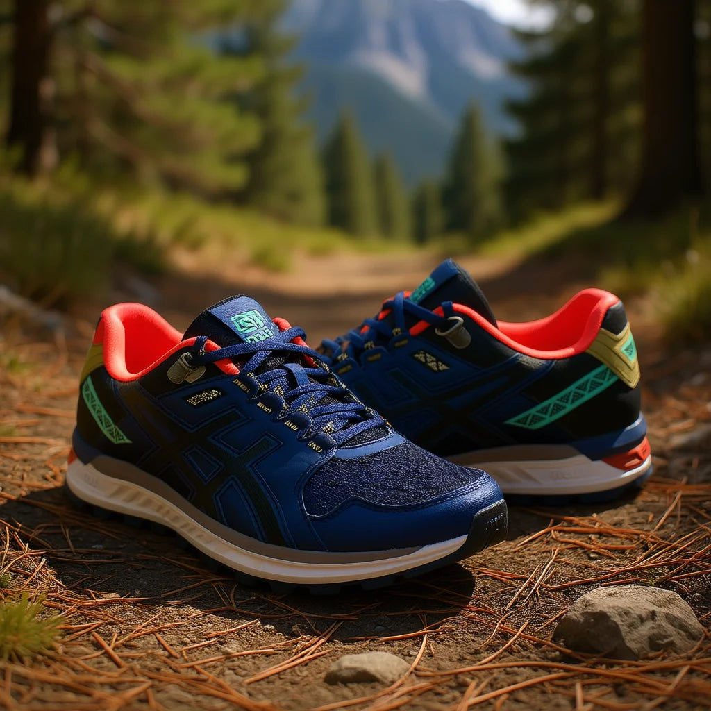 For Men's Gel-Citrek Running Shoes Breathable Mesh Upper Genuine Leather Lining EVA Midsole Summer Sport Sneakers Blue/Red
