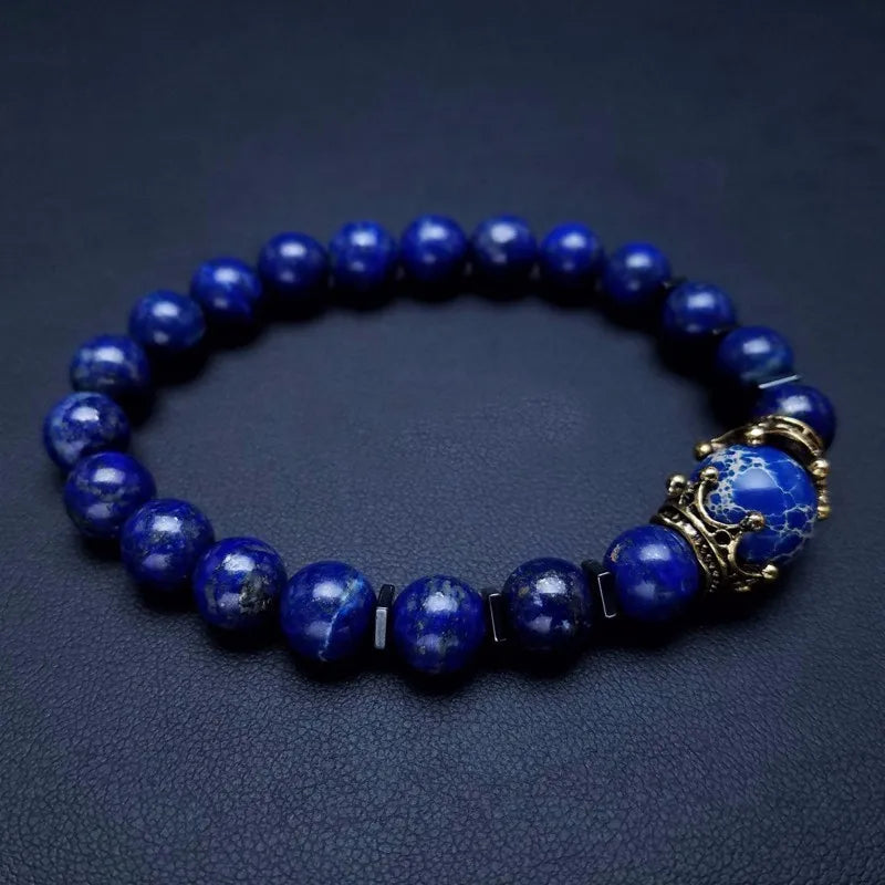 Charm Bracelet for Men Fashion Luxury Antique crown High quality Tiger eye stone bead Bracelets Jewelry Male Pulseira bileklik