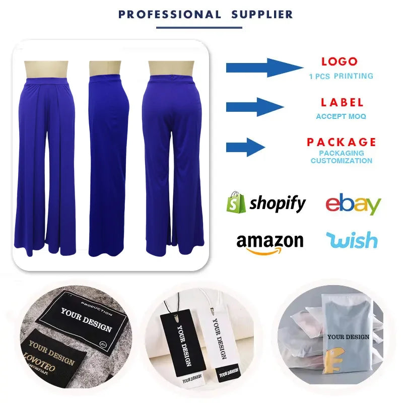 D1467 High Quality Casual Pants & Trousers for Women Solid Color Straight Tube Loose Slim Wide Leg Pants Women Trousers (No Top)