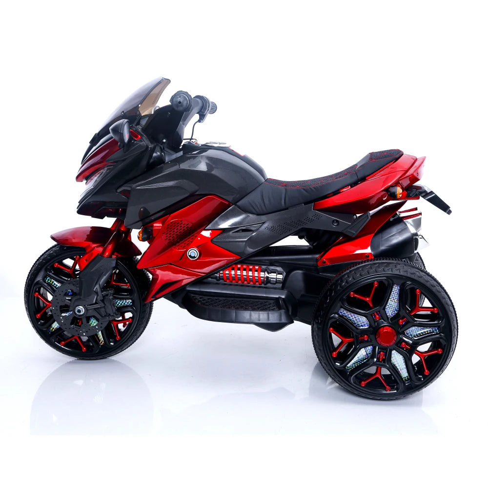 Ride-On Scooter 3-Wheels Battery Powered Motorbike Rechargeable Manual Throttle Drive by Hand Lighting Wheels Kids Motorcycle