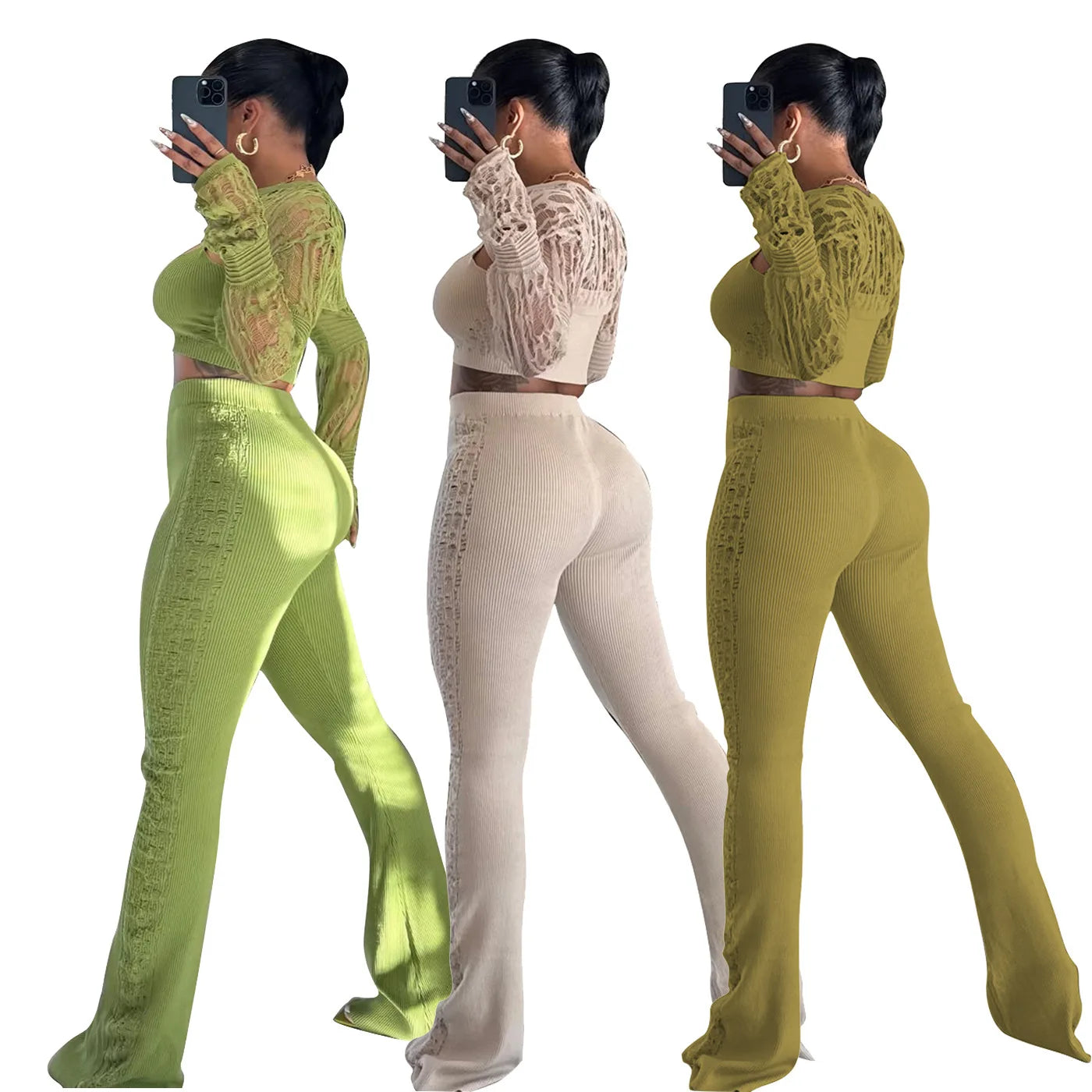 3 Pieces Fashion Winter Clothes Womens Crop Top Knit Sweater Set Women Sweatsuit Set Tracksuit 3 Piece Outfits Set