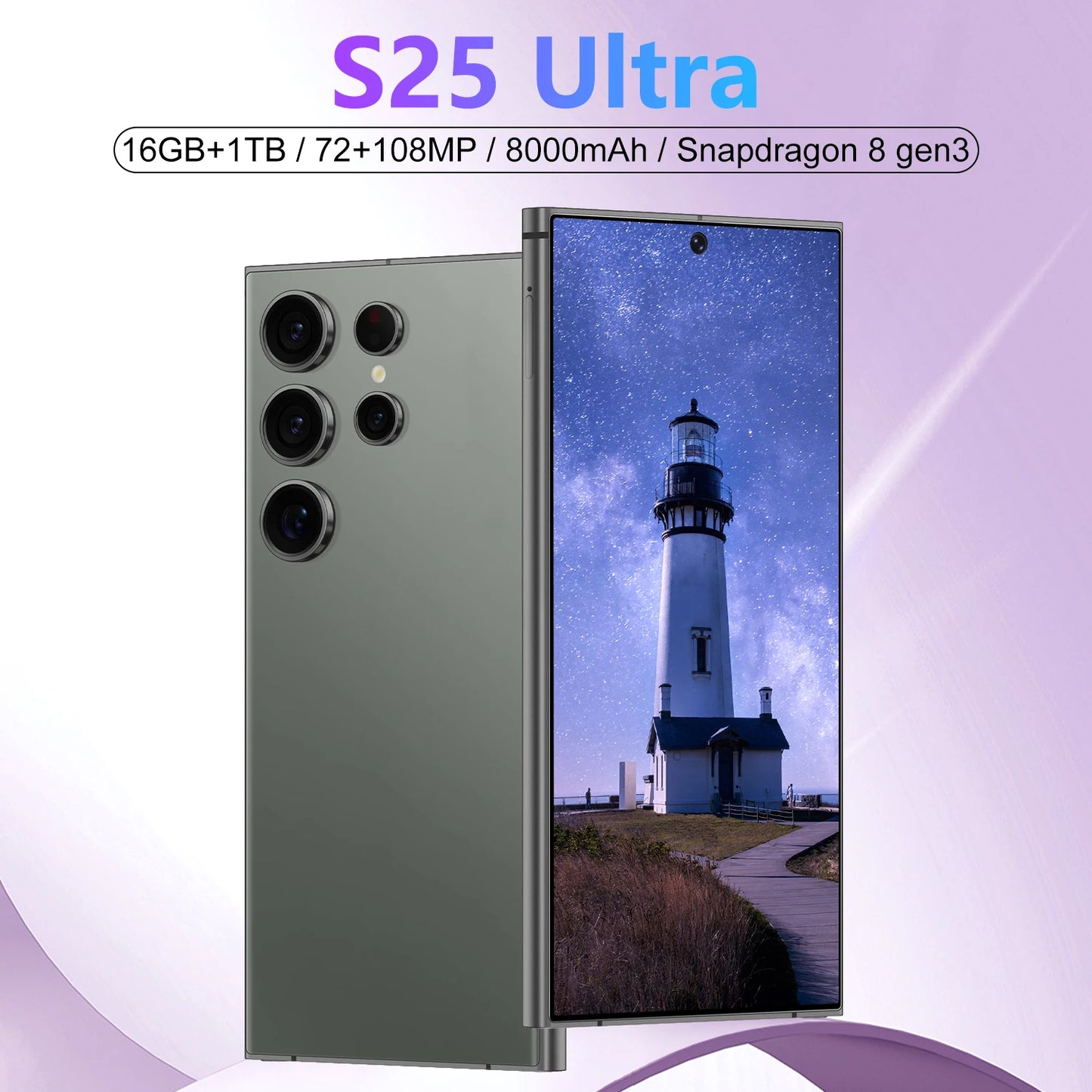 S25 Ultra Android 14 Smartphone 7.3 Inch HD 16GB RAM 1TB ROM 5G Dual SIM Deca Core Global Version Smart Cell Phone