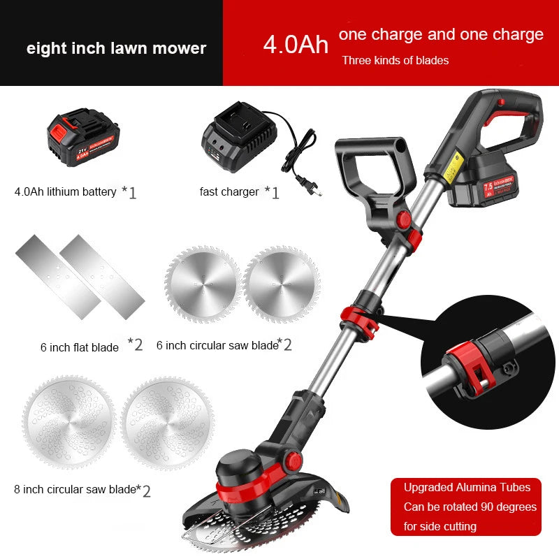 Rechargeable Lithium Battery Electric Lawn Mower Industrial DIY Household Weeder for Grass Cutting