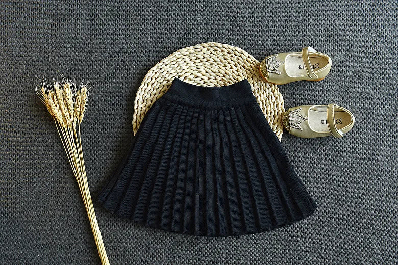2025 Spring Autumn New Style Custom Print 2-Piece Set for Kids Sweet Cotton Sweater with Pleated Skirt for Little Girls