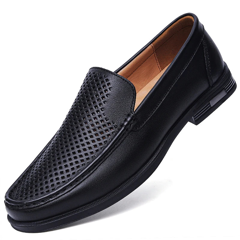 Men's Comfortable Walking Shoes Made of Genuine Leather, One Foot Loafers, New Trendy Designer, Mo Hot Selling Driving Shoes