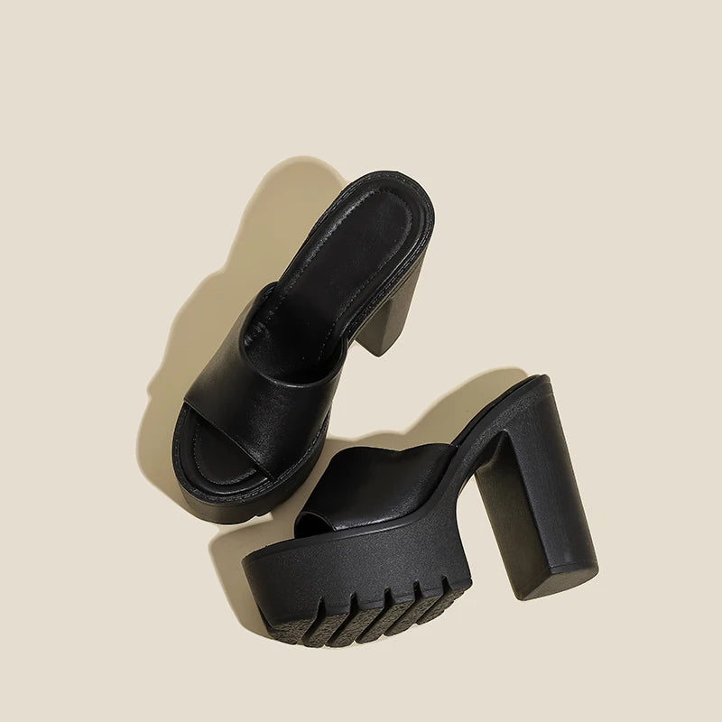 New Chaussures Femme Platform Shoes Luxury Fashion Thick High Heels Summer Mules Party Designer Sexy Slippers for Women