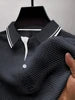 Custom Men's Business Solid Color T-Shirts Short Sleeve Lapel Design Summer Office Casual Formal Jacquard Breathable Summer