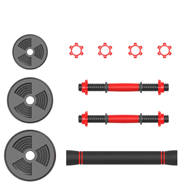 10Kg Adjustable Weight Barbells Plastic Coated Free Weights Sets with Non-Slip Connecting Rod Quick Conversion Dumbbell