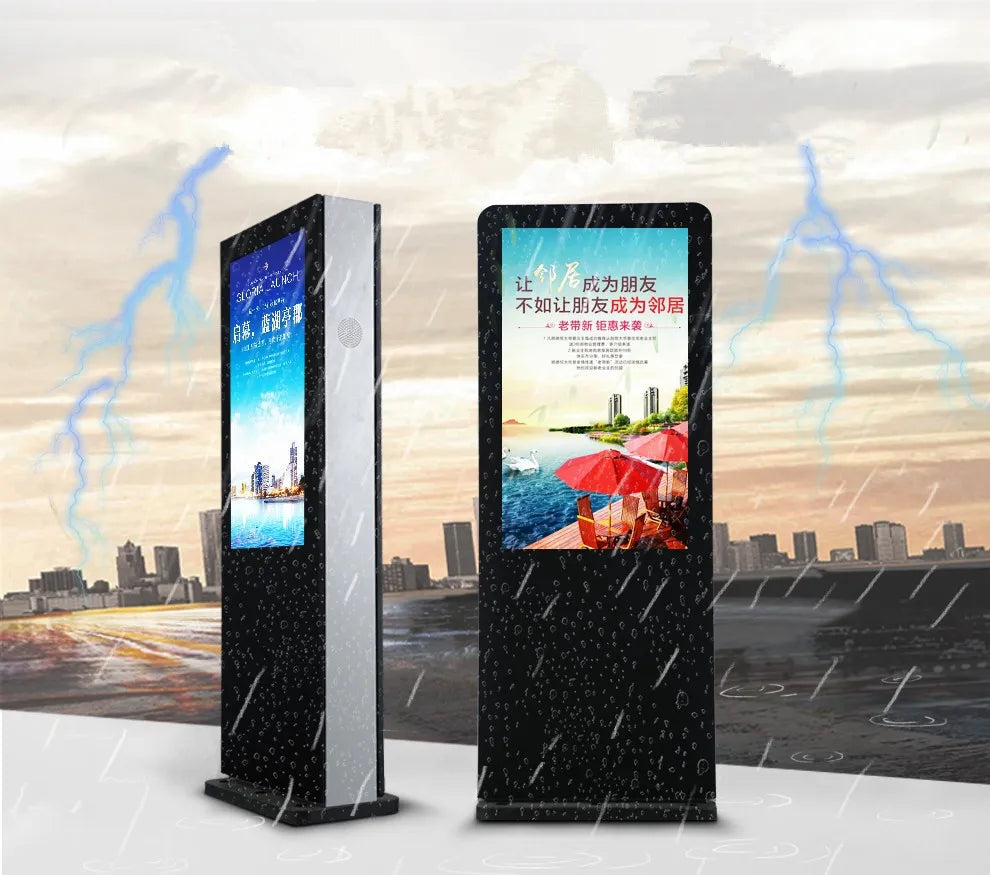 65 Inch 3000nits Sunlight Readable Outdoor Free Standing Large Advertising TV Totem Digital Signage and Displays