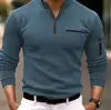 Men Fashion Long Sleeve Zipper Polo Shirt Spring Autumn New 3D Digital Print Sport Tops Polo Shirt for Men