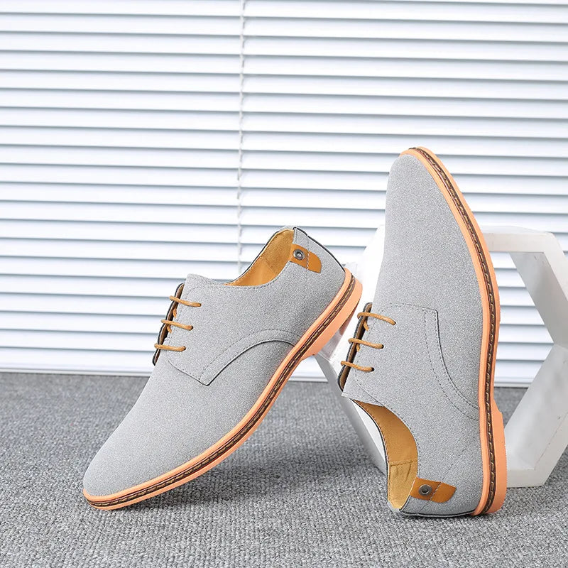2022 Spring Suede Leather Men Shoes Oxford Casual Shoes Classic Sneakers Comfortable Footwear Dress Shoes Large Size Flats