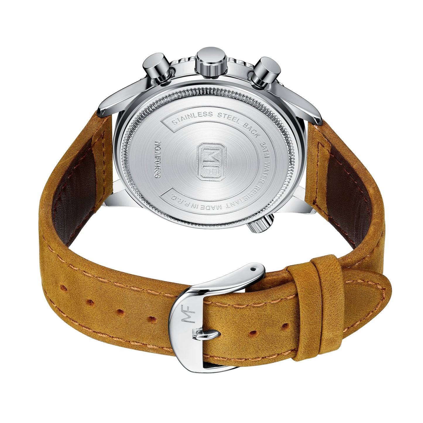 2025 New MINI FOCUS MF0463G Luxury Men Quartz Watches Genuine Leather Strap Chronograph Calendar Waterproof Wrist Watch