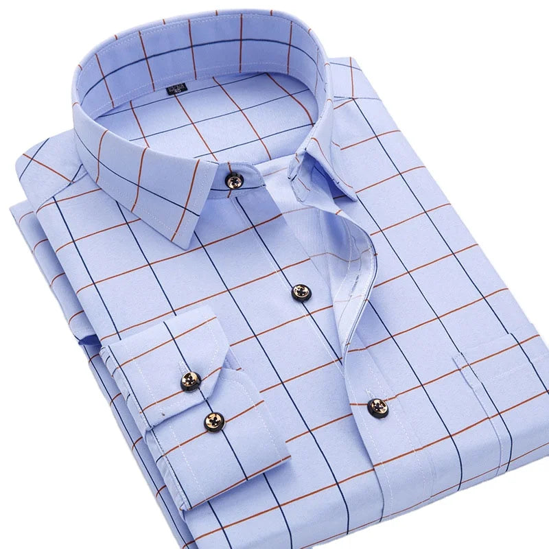 6207-XUJO-men Long Sleeve Shirts Retailer Special Men Clothing Classic Print Youth Slim Shirt