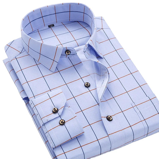 6207-XUJO-men Long Sleeve Shirts Retailer Special Men Clothing Classic Print Youth Slim Shirt