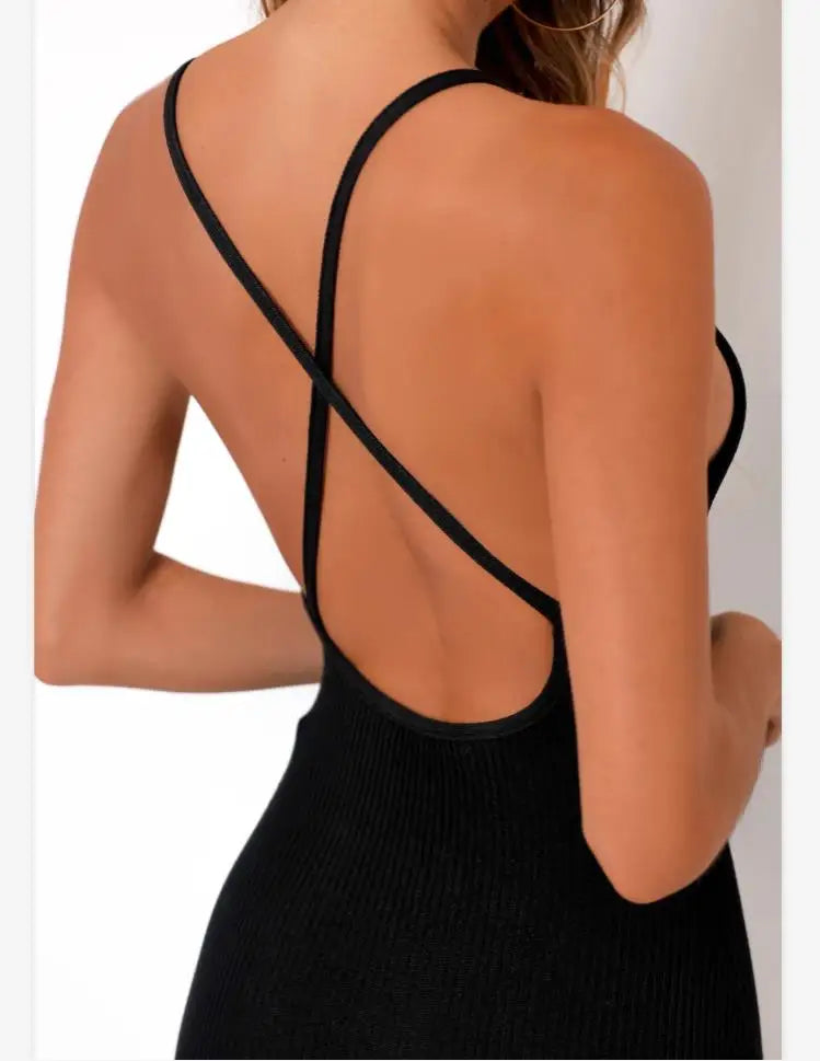 Fashion Bodycon Jumpsuits Sleeveless V Neck Rompers Club Wear Casual Elastic Overalls Ribbed Playsuit for Women