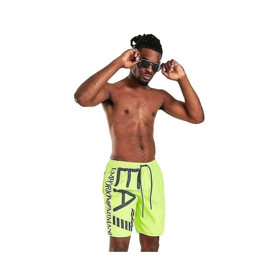 Emporio Armani EA7 Bermuda Short Mens Active Shorts Color: Volt/Black | 100% Authentic