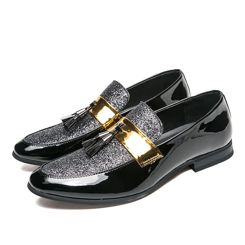 Latest Design Handsome Dress Shoes Glitters Upper Durable Classy Tassels Loafers Shoes for Men