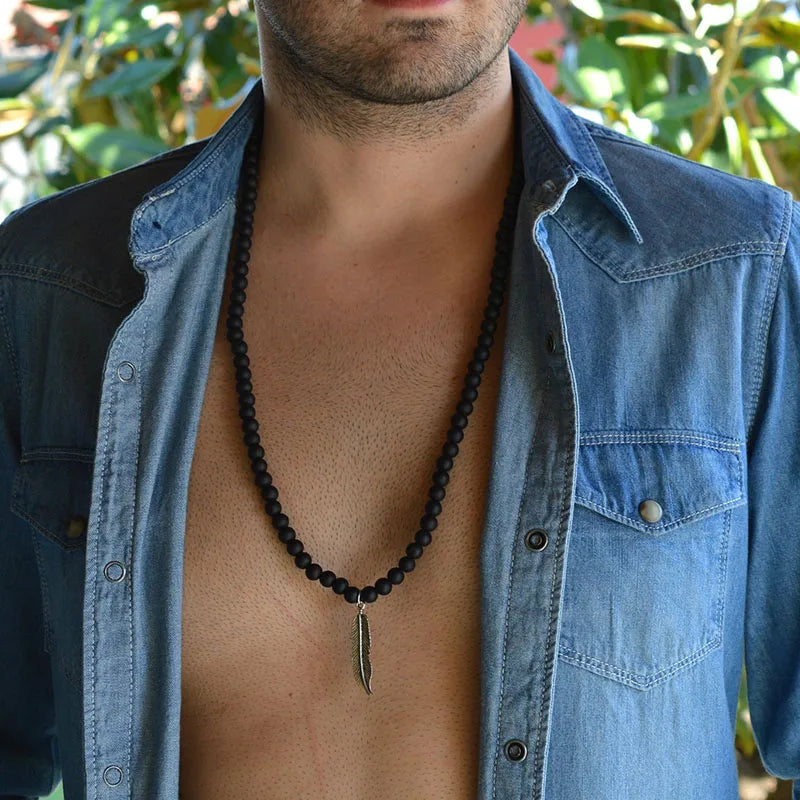 men necklace, necklace for men, Men lava bead Necklace, Mens Beaded necklace, turquoise necklace men