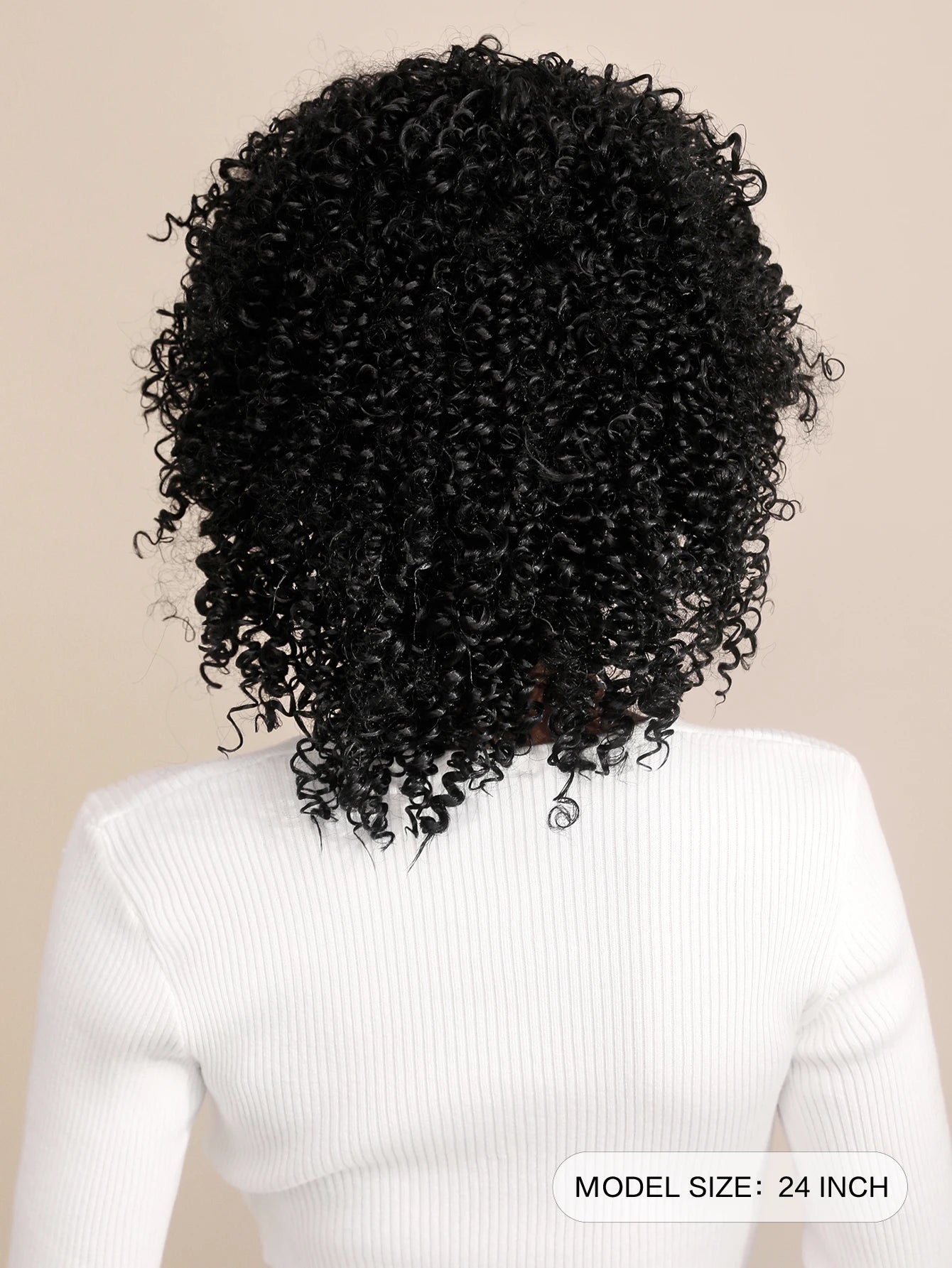 Short Curly Afro Wigs for Black Women, Soft & Natural Kinky Curly Wig, Glueless Synthetic Wig with Bangs, Natural Black Wig 16"