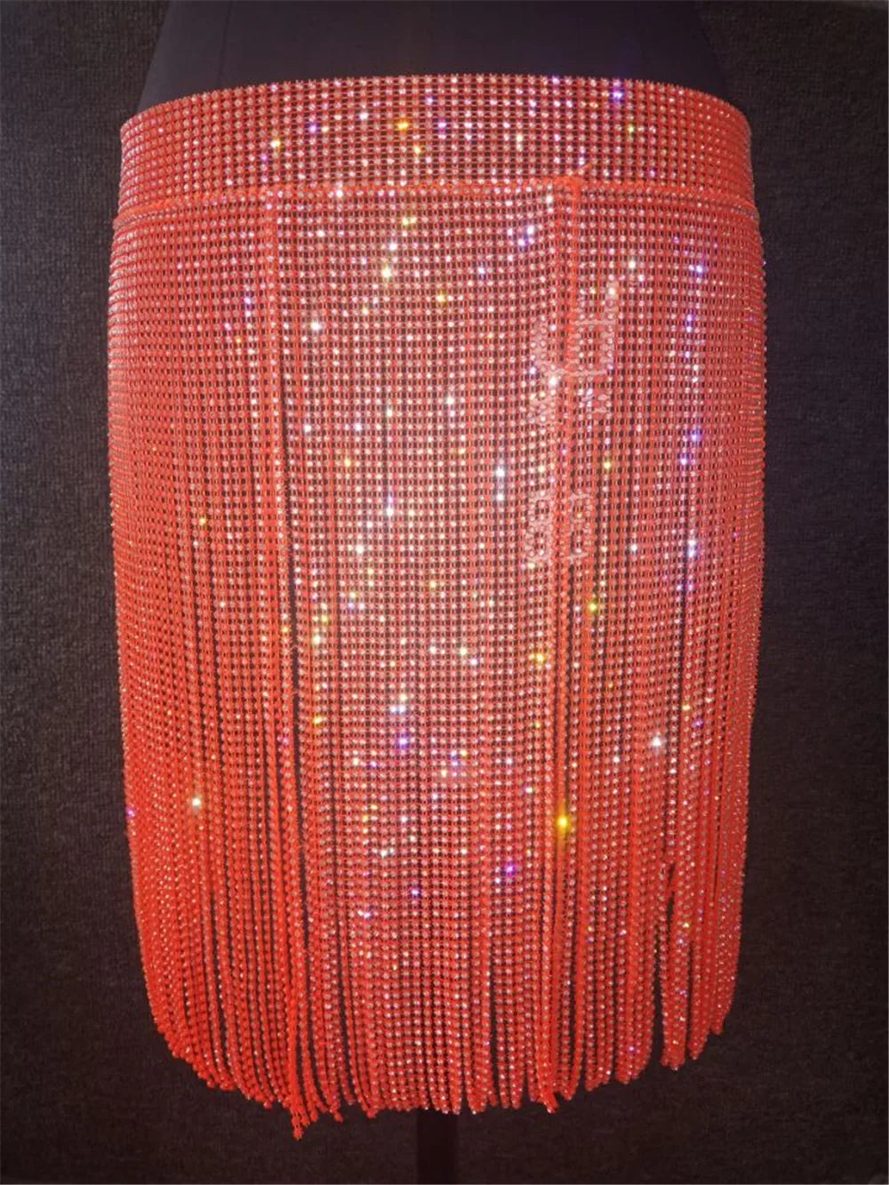 New Black Crystal Tassel Skirt Party Bling Rhinestone Mini Shirt Party Women Skirts