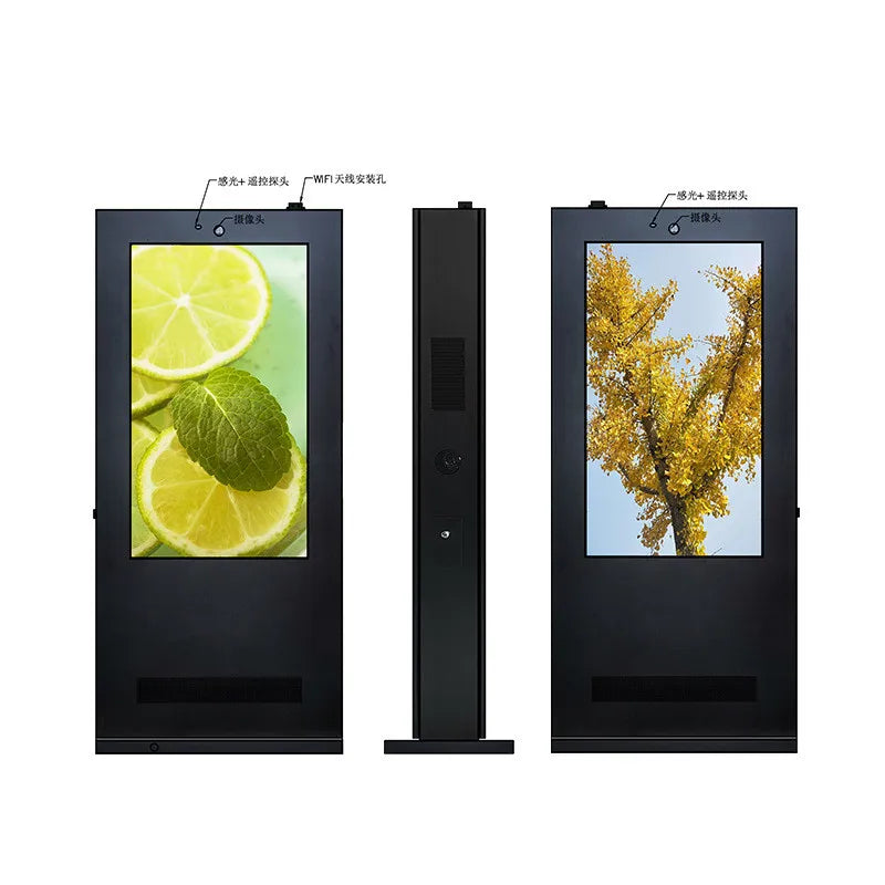 65 Inch 3000nits Sunlight Readable Outdoor Free Standing Large Advertising TV Totem Digital Signage and Displays