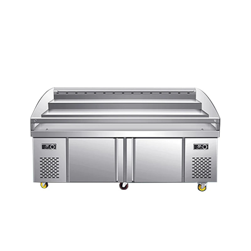 Commercial Three-level Ladder Freezer Stainless Steel Sliding Door Classic Style Fridge Display Freezer and Refrigerator