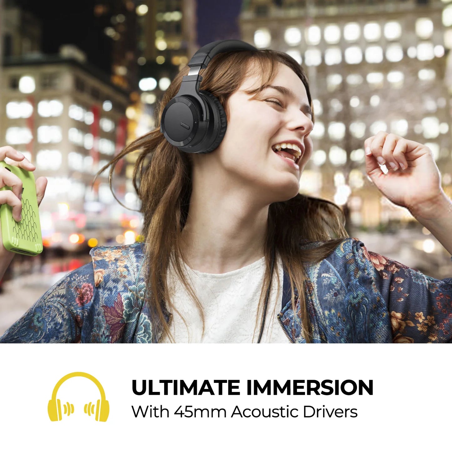 Active Noise Cancelling Wireless Headphones with Bluetooth 5.3, Hi-Fi Stereo, Fast Charging, & Long Playtime - Travel-Friendly