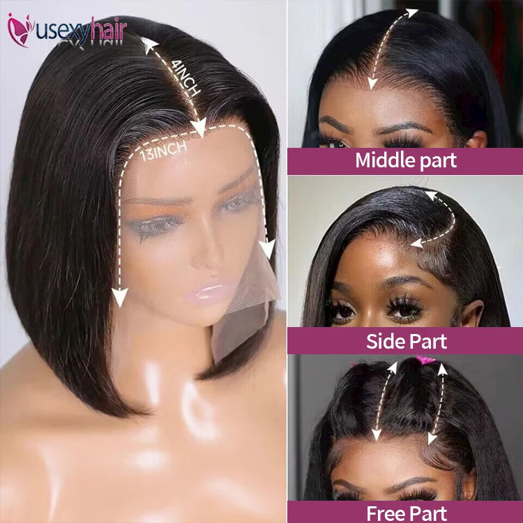 10 12 14 16 Inch Frontal Wig SDD Raw Vietnamese Bone Straight Human Hair 5x5 13x4 Transparent Lace Front Short Bob Wigs Factory