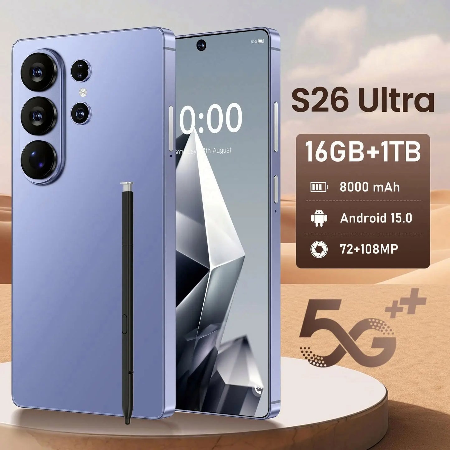 High Configuration S26 Ultra Smartphone 16GB+1TB Octa Core 108MP Camera 5G Dual SIM Global Mobile Phone