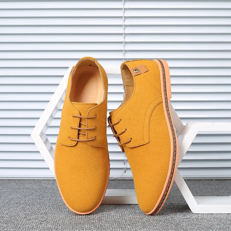 2022 Spring Suede Leather Men Shoes Oxford Casual Shoes Classic Sneakers Comfortable Footwear Dress Shoes Large Size Flats