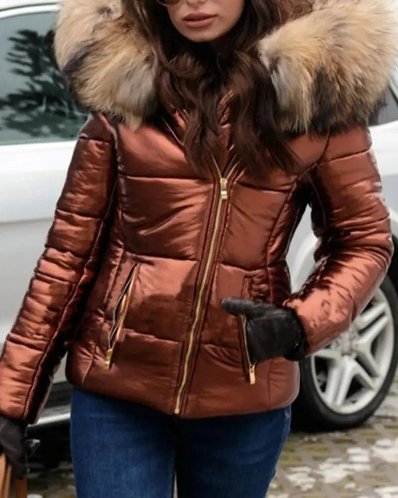 Liu Ming Oem Odm Winter Women Clothing Fashion Hood Faux Fur Collar Outwear Parkas Ladies Jacket Plus Size Coat
