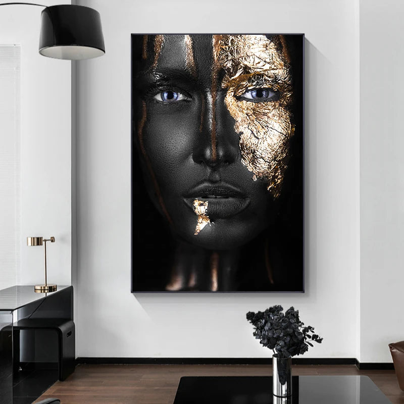 Modern Black Beautiful African Women Print Canvas Wall Art Oil Painting Frame Cuadros Sexy Girl Art Wall Painting