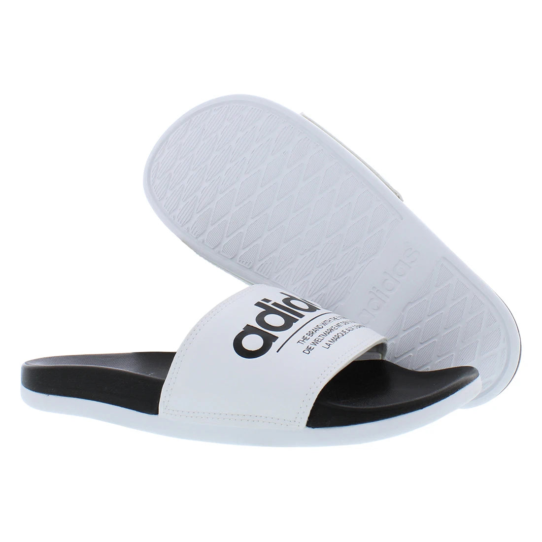 For Adilette Comt Men's Summer Outdoor Slippers Size 4 White/Black-PVC Insole Open Toe Anti-Slippery Feature Model FX4287