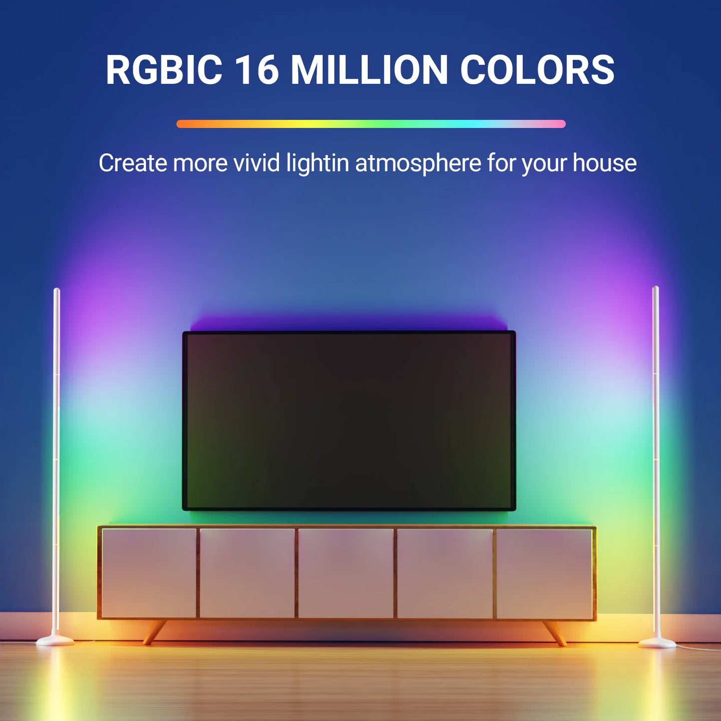 RGBIC Built-in with Segmented Splicing, 5V Low Voltage 16W Energy-Saving, Design for Modern Home Floor Ambient Lighting
