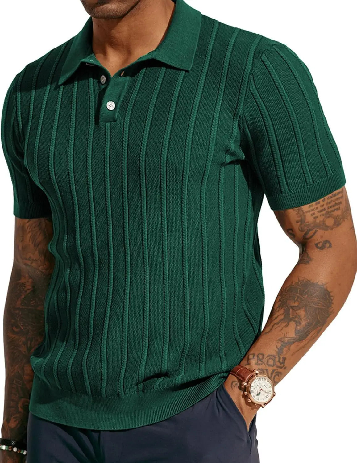Liu Ming New Products 2025 Fashionable Solid Color Knitted Sweater Casual Short Sleeve Ribbed Knit T Shirt Top for Men