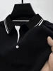 Custom Men's Business Solid Color T-Shirts Short Sleeve Lapel Design Summer Office Casual Formal Jacquard Breathable Summer