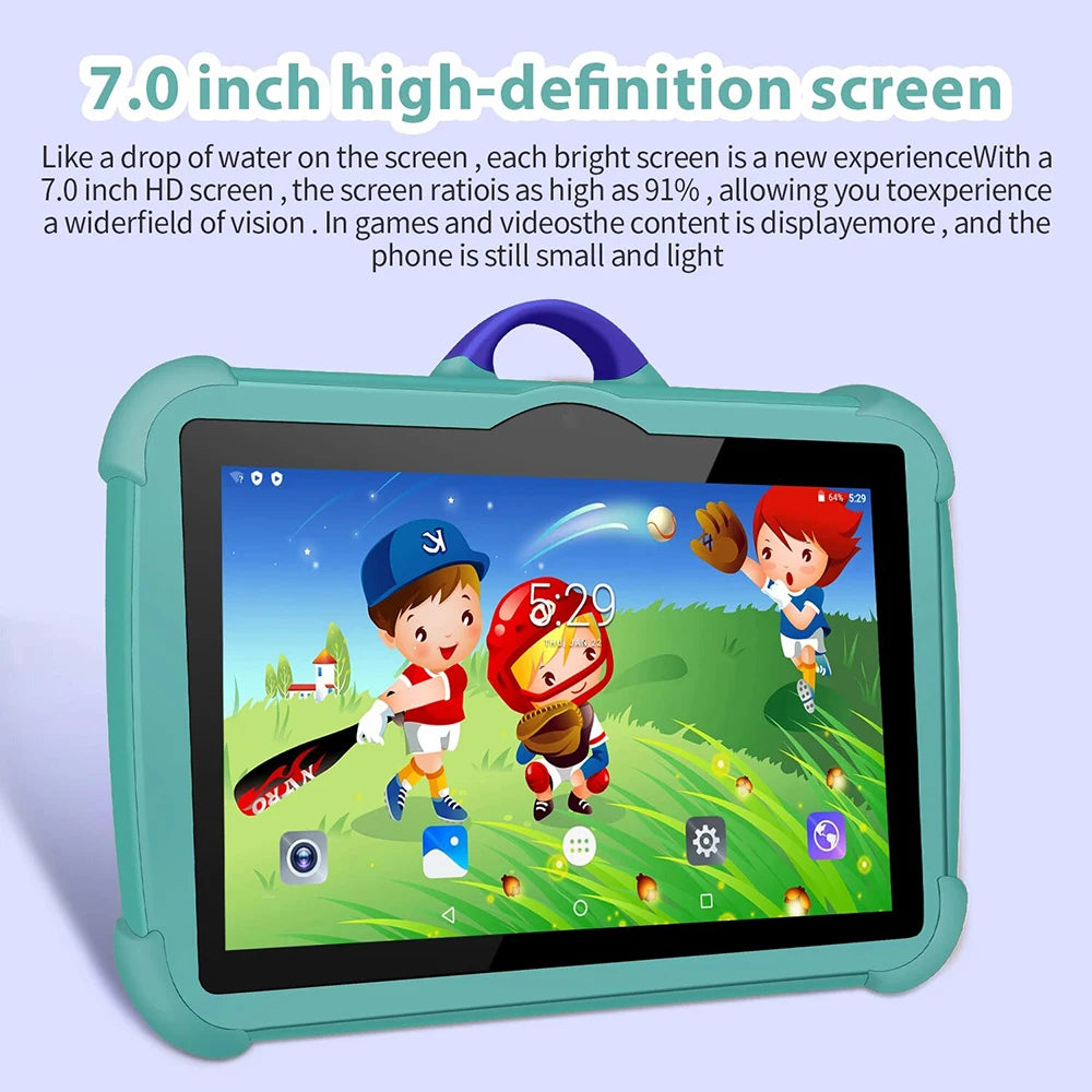 Kids 7 Inch Android Tablet 2GB+32GB for Toddler Parent Control Children WiFi Educational Tablet Pc With Kid-Proof Case
