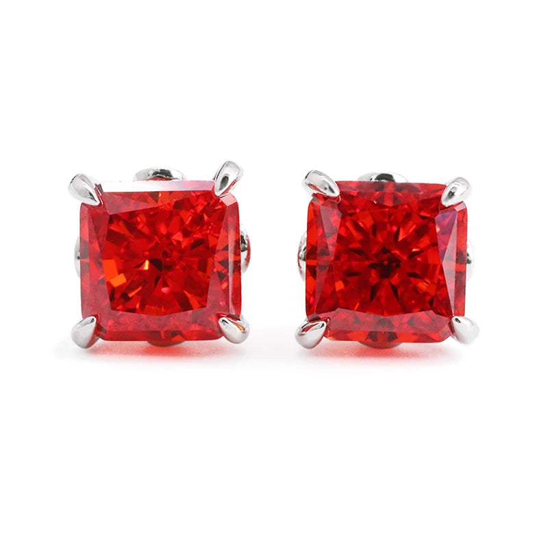18K Gold Plated High Carbon Diamond Stud Earrings Classic Style Ice Crushed CZ Stobnes S925 Radiant for Anniversaries