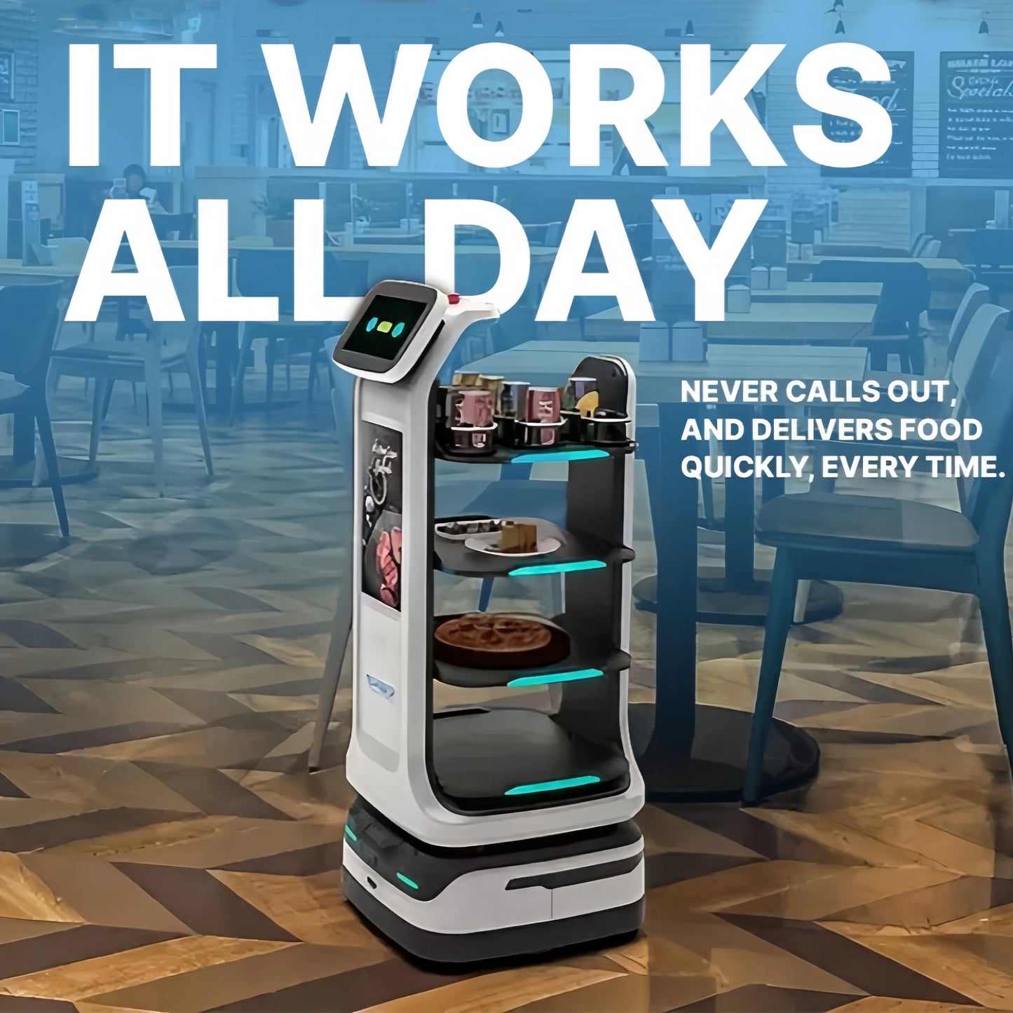 food delivery robot Commercial Human Autonomous Intelligence Artificial Public Welcome Smart Mobile Service Robot